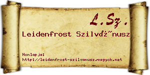 Leidenfrost Szilvánusz névjegykártya